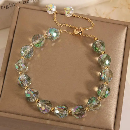 Iridescent Crystal Bead Bracelet