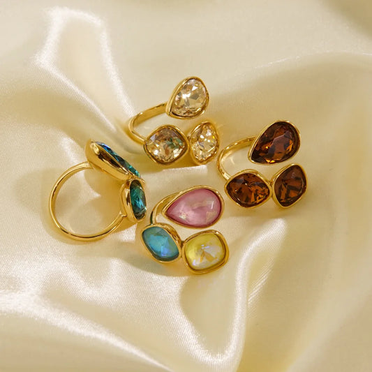 Radiant Gemstone Adjustable Ring