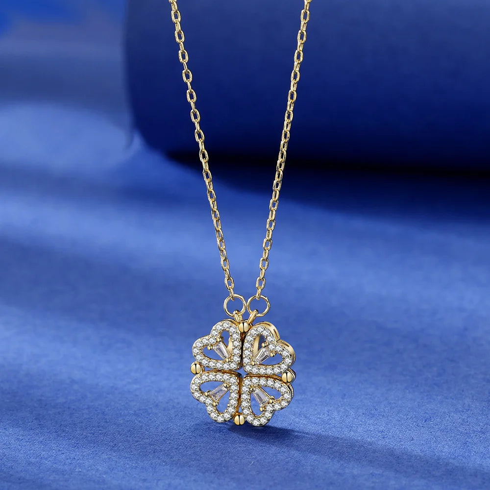Lustre Heart Clover Necklace