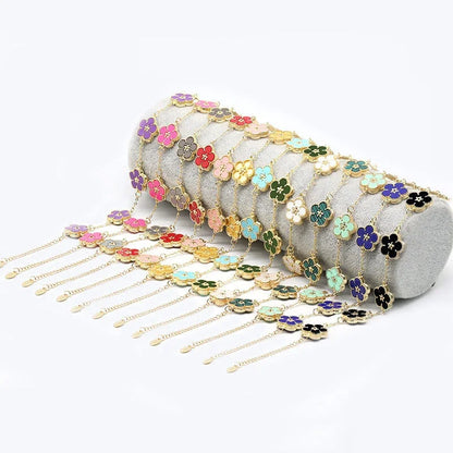 Enamel Flower Link Bracelet