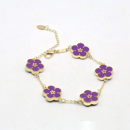 Enamel Flower Link Bracelet