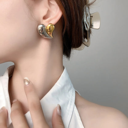 Metallic Heart Stub Earrings
