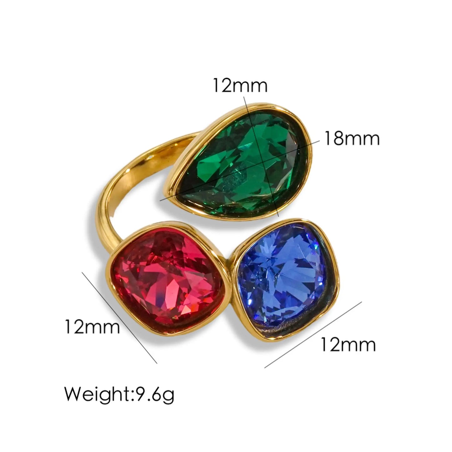 Radiant Gemstone Adjustable Ring