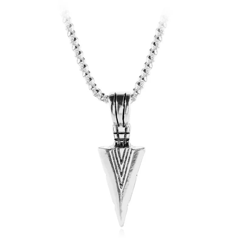 New Matte Black Long Necklace with Arrow Pendant