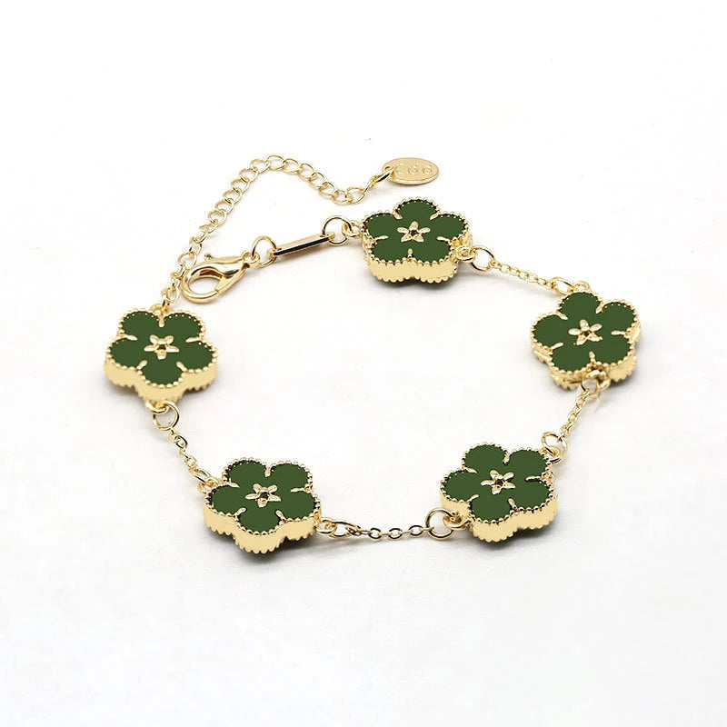 Enamel Flower Link Bracelet