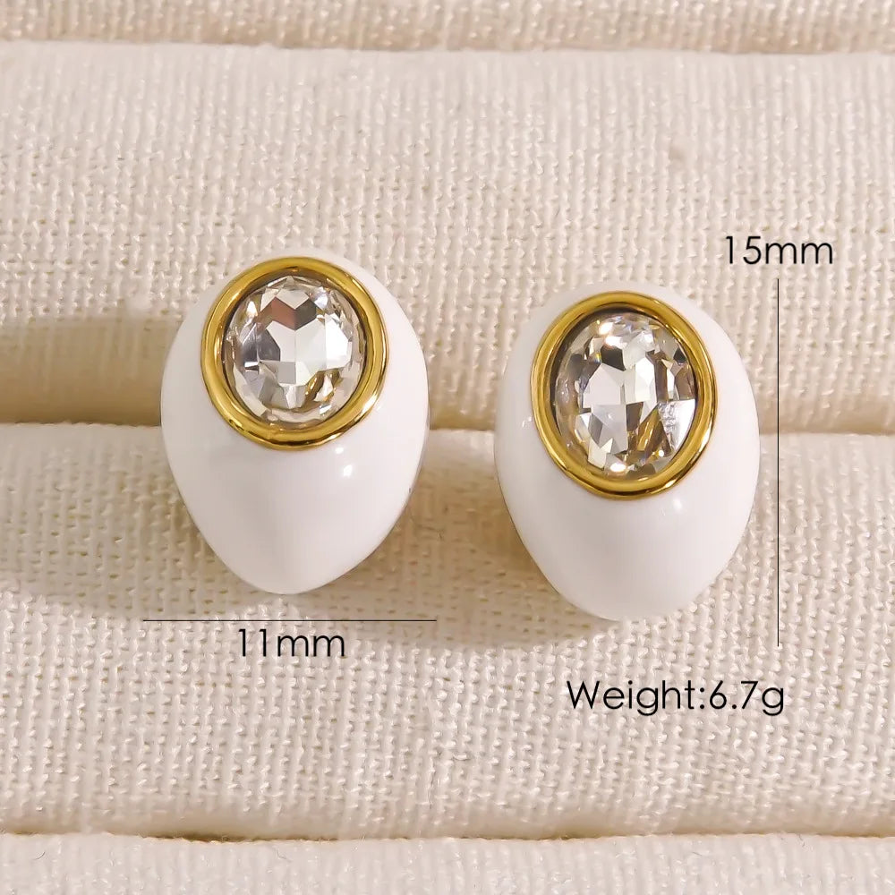 Enamel Gem Water Drop Earrings