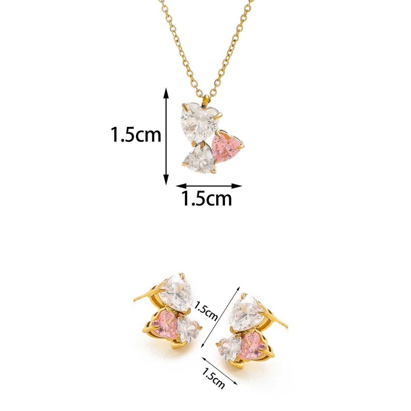 Trinity Heart Crystal Jewelry Set