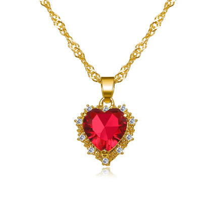 Crimson Love Heart Pendant Necklace