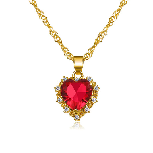 Crimson Love Heart Pendant Necklace