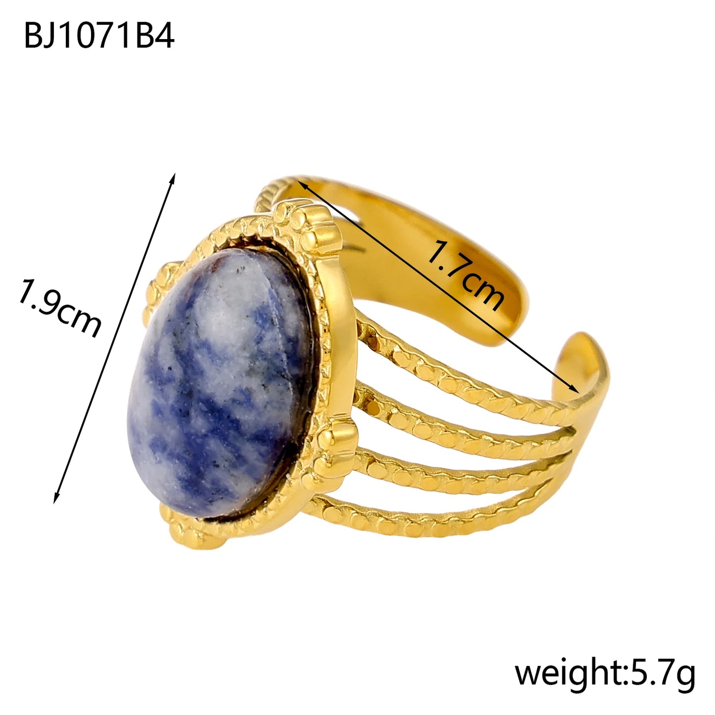 Gemstone Glaze Oval Ring