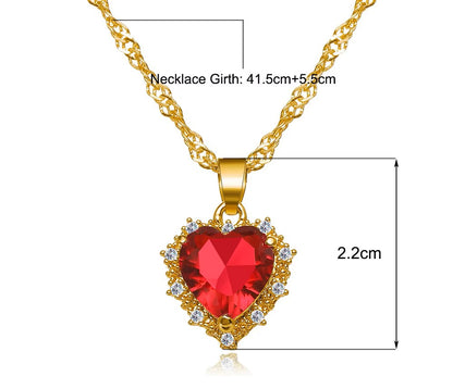 Crimson Love Heart Pendant Necklace