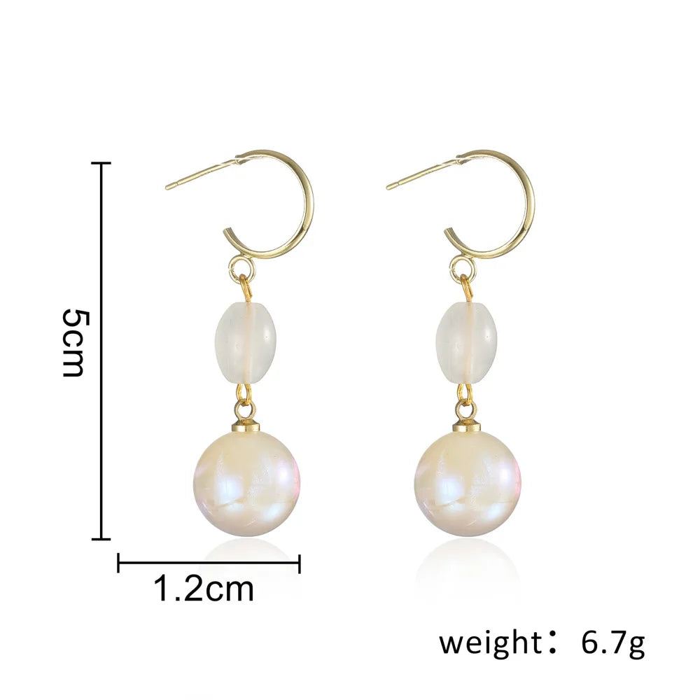 New Trend Simulation Pearl Flower Rhinestone Long Earrings for Women