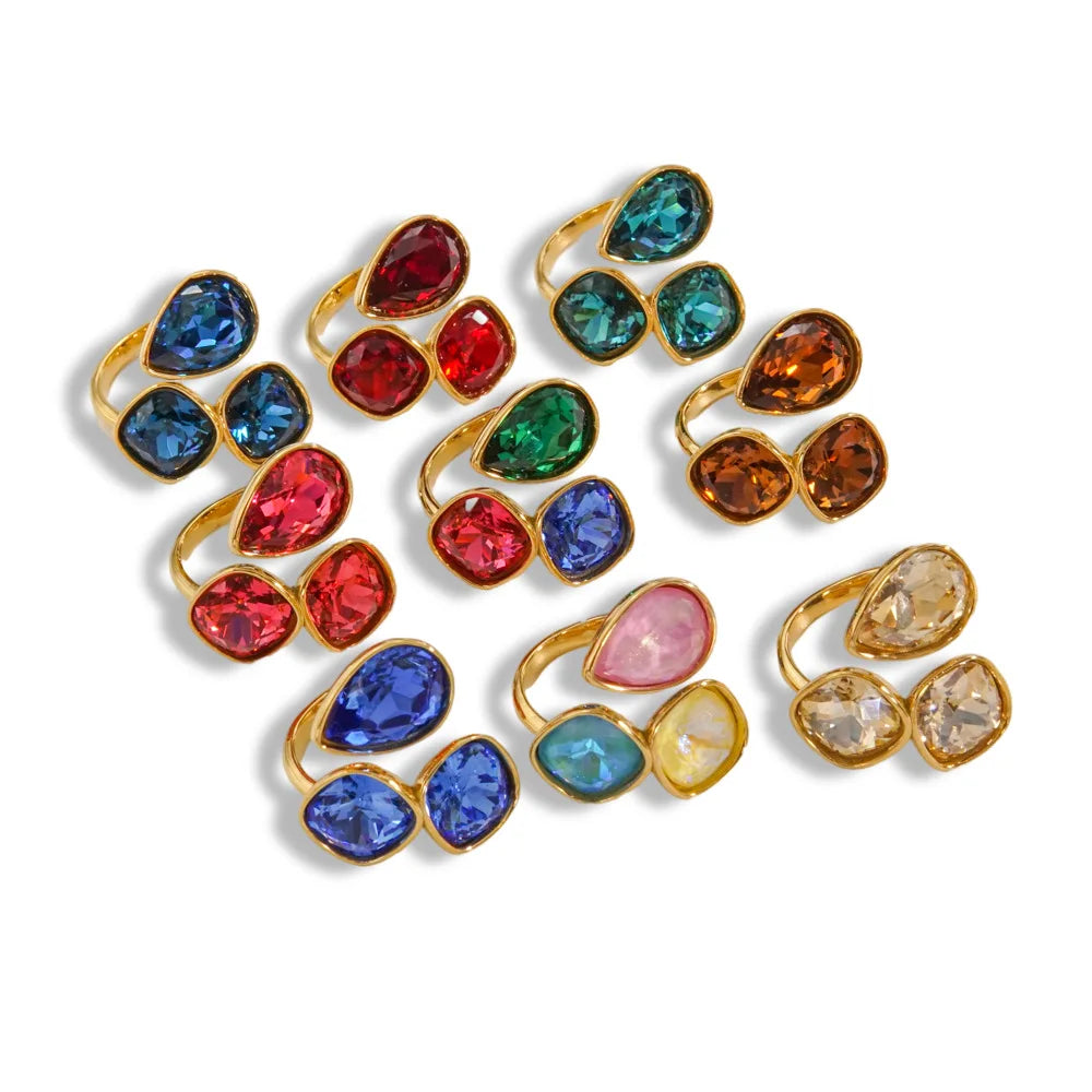 Radiant Gemstone Adjustable Ring