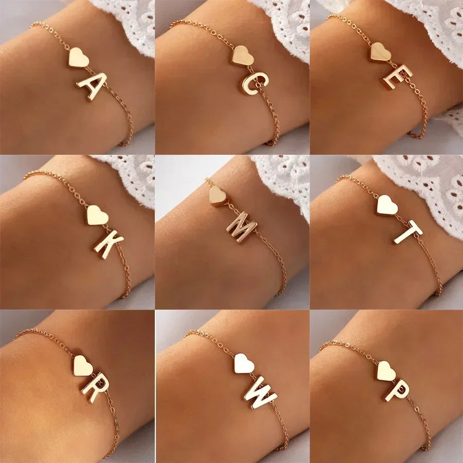 26 English Initial Letter Bracelets for Lovers Women and Men