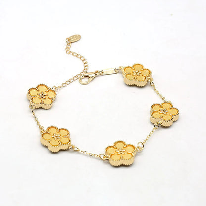 Enamel Flower Link Bracelet