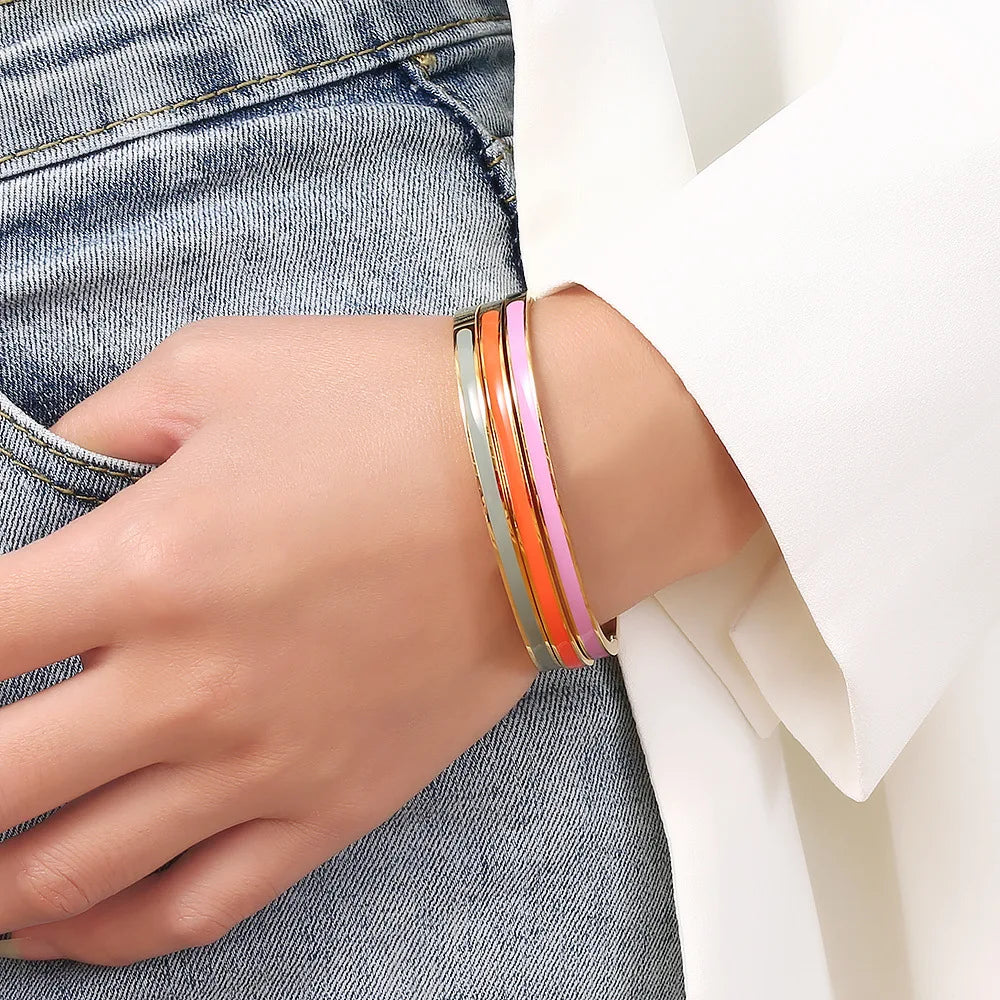 Color Stripe Stainless Steel Bangle