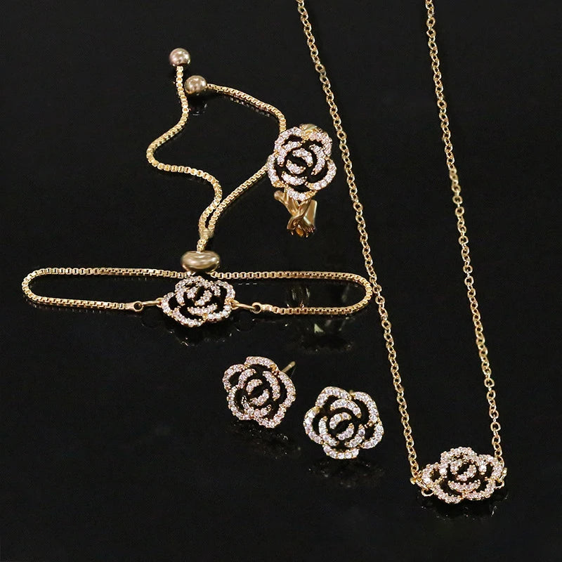 Camellia Drop Oil Jewelry Set