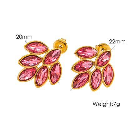 Shimmering Leaf Zircon Earrings