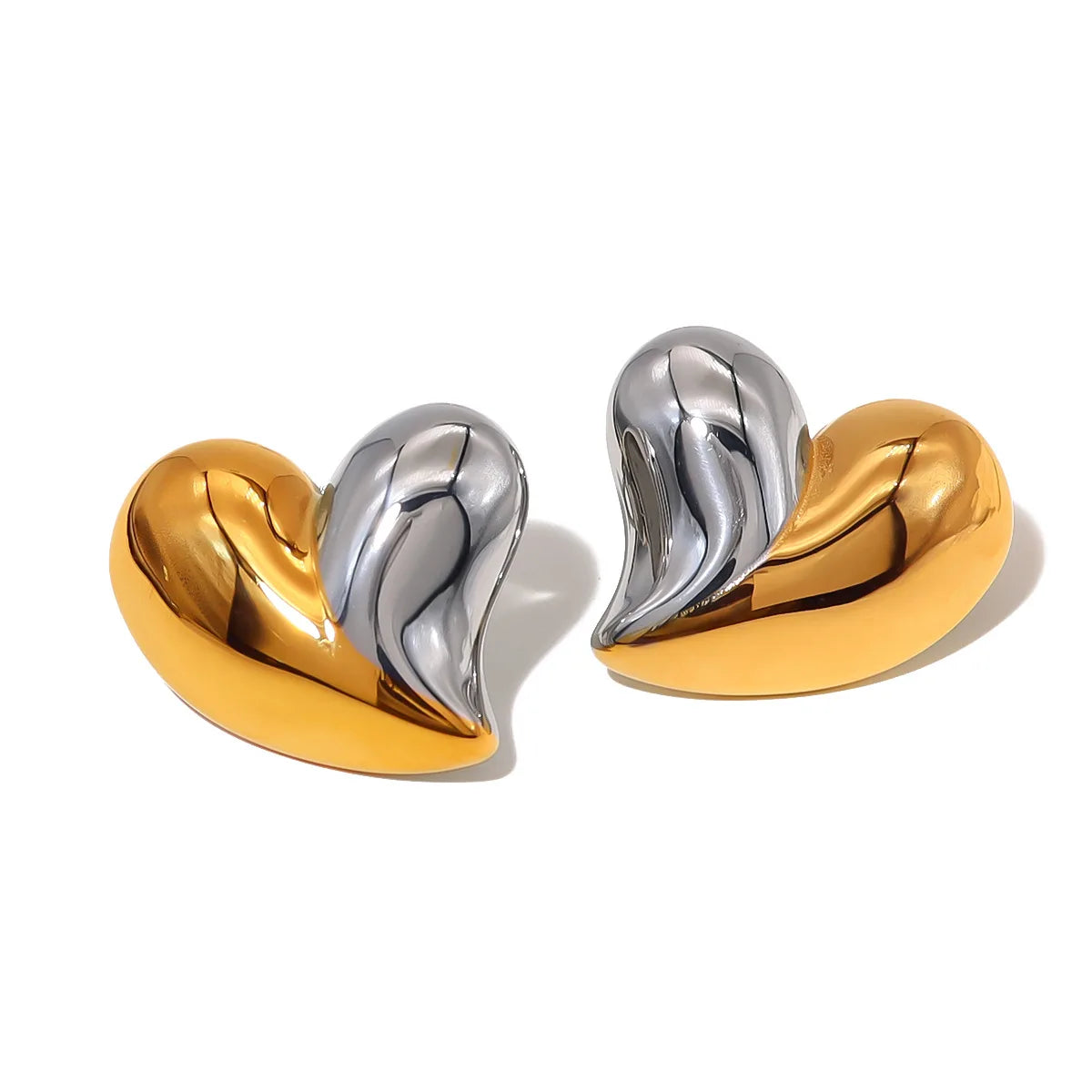 Metallic Heart Stub Earrings