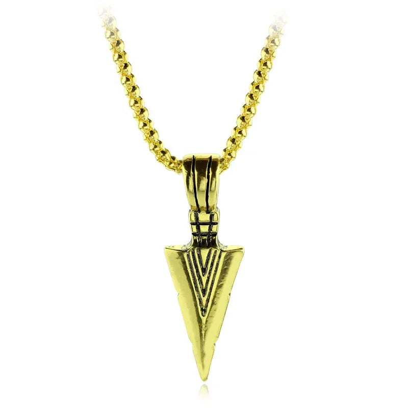 New Matte Black Long Necklace with Arrow Pendant