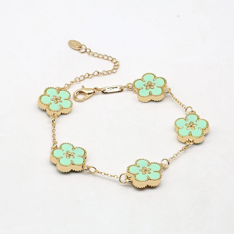 Enamel Flower Link Bracelet