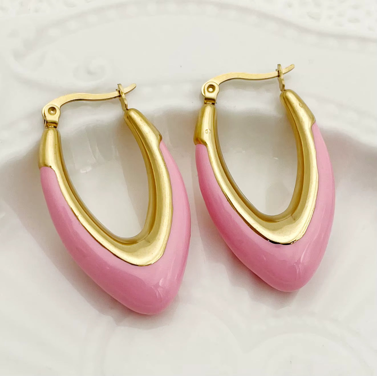 BoldGleam Enamel Hoop Earrings