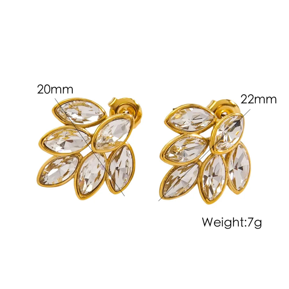 Shimmering Leaf Zircon Earrings
