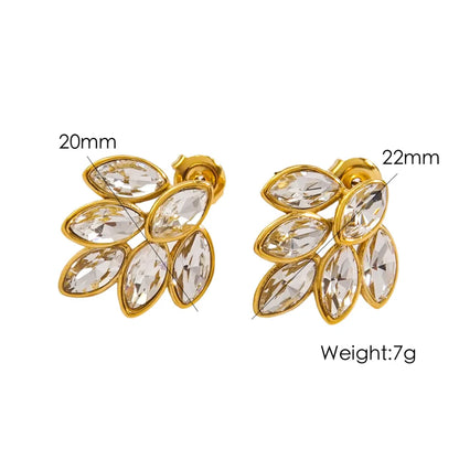 Shimmering Leaf Zircon Earrings
