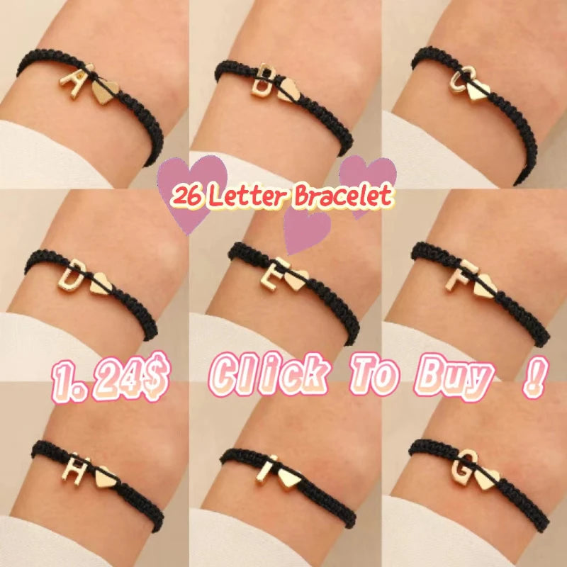 26 English Initial Letter Bracelets for Lovers Women and Men