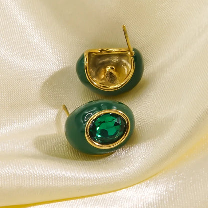 Enamel Gem Water Drop Earrings