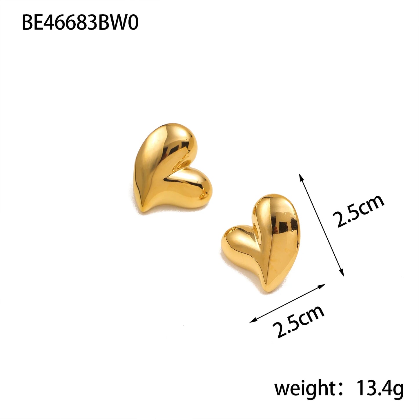 Metallic Heart Stub Earrings