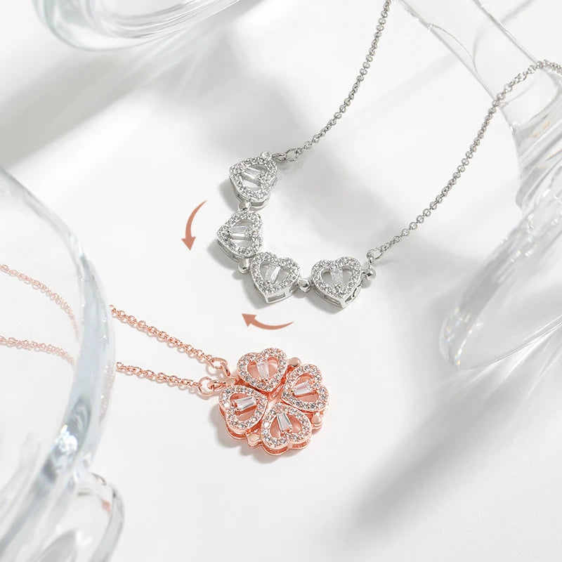 Lustre Heart Clover Necklace