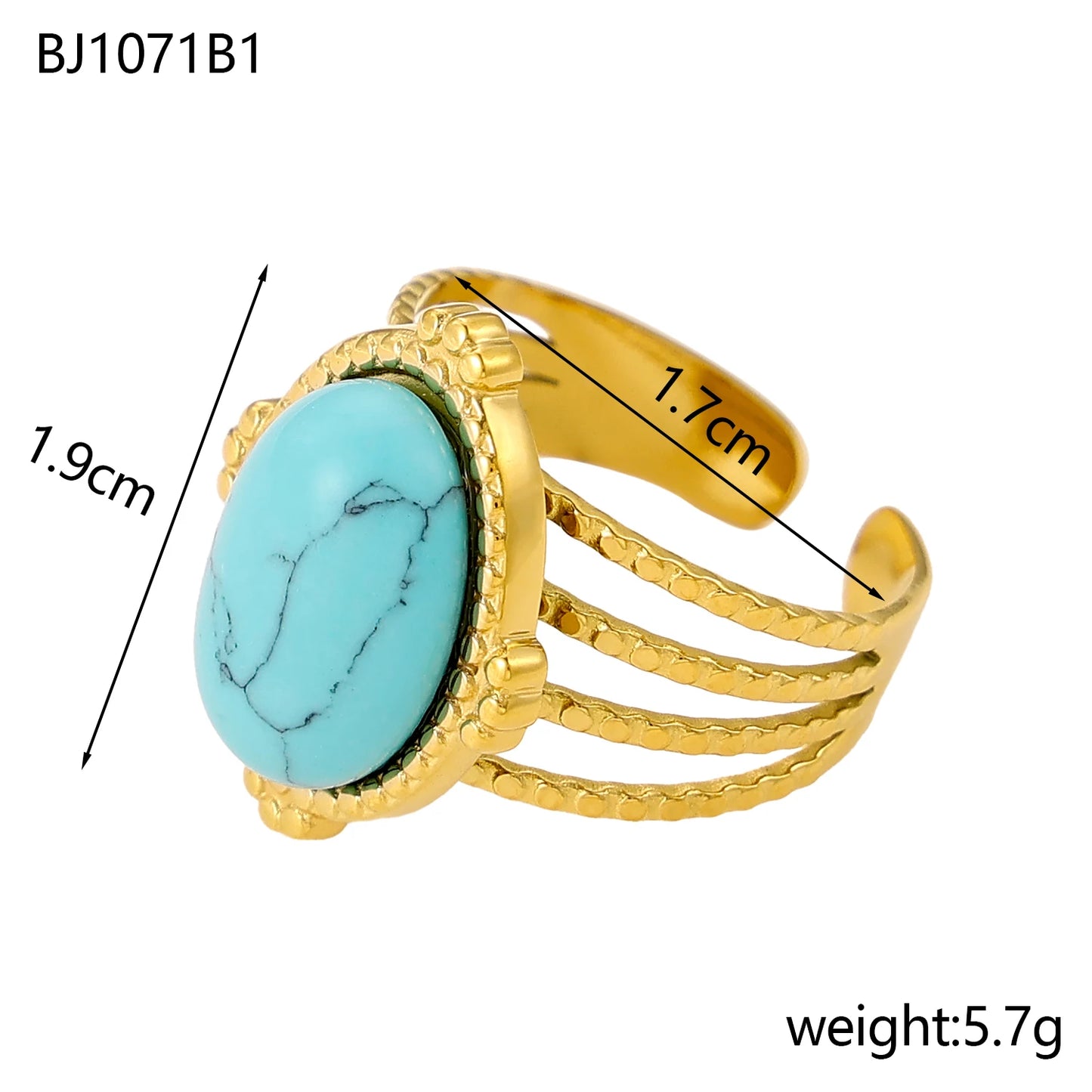 Gemstone Glaze Oval Ring