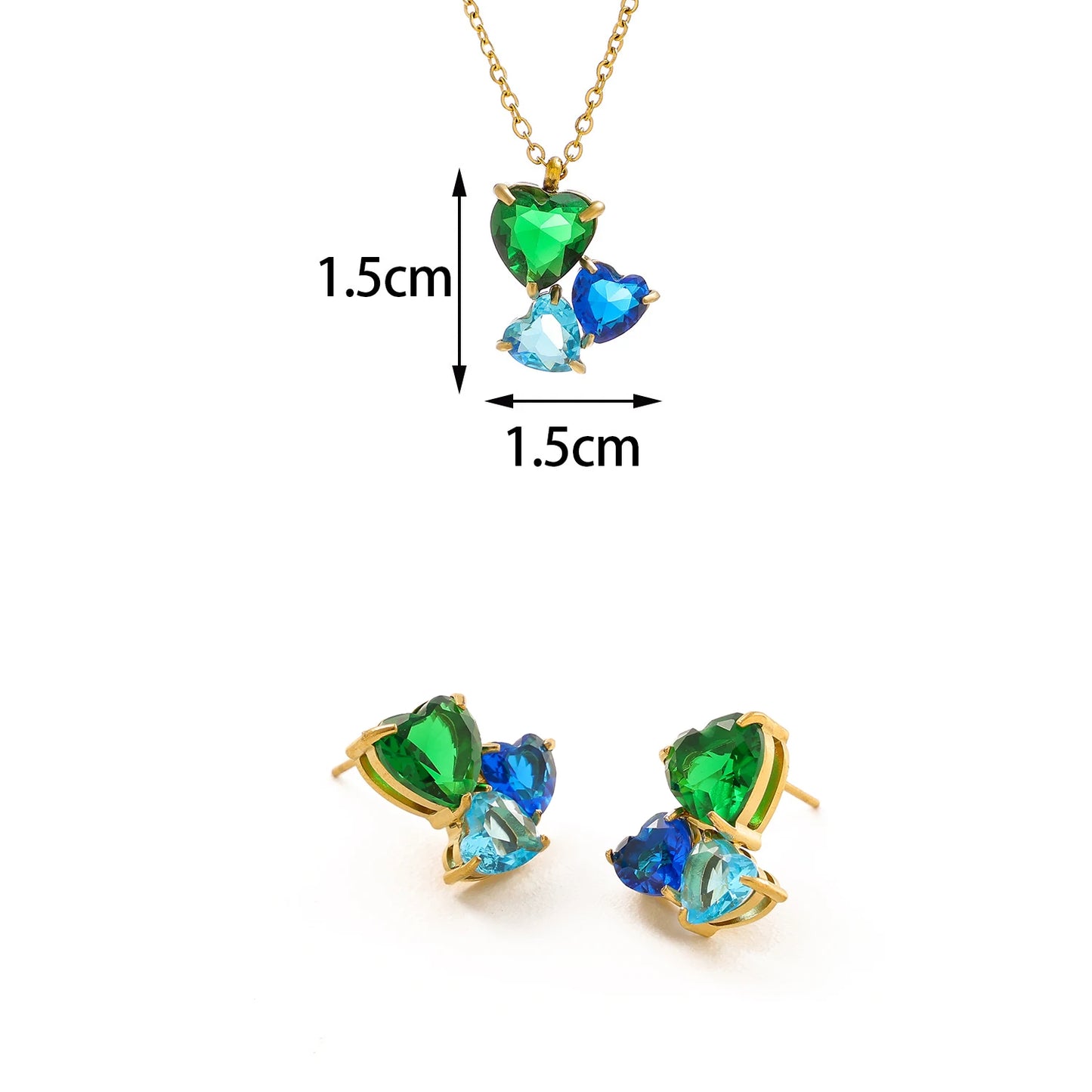 Trinity Heart Crystal Jewelry Set