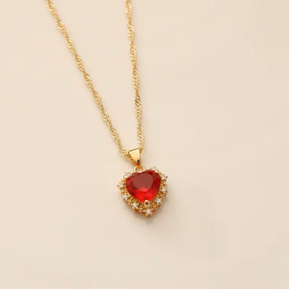 Crimson Love Heart Pendant Necklace