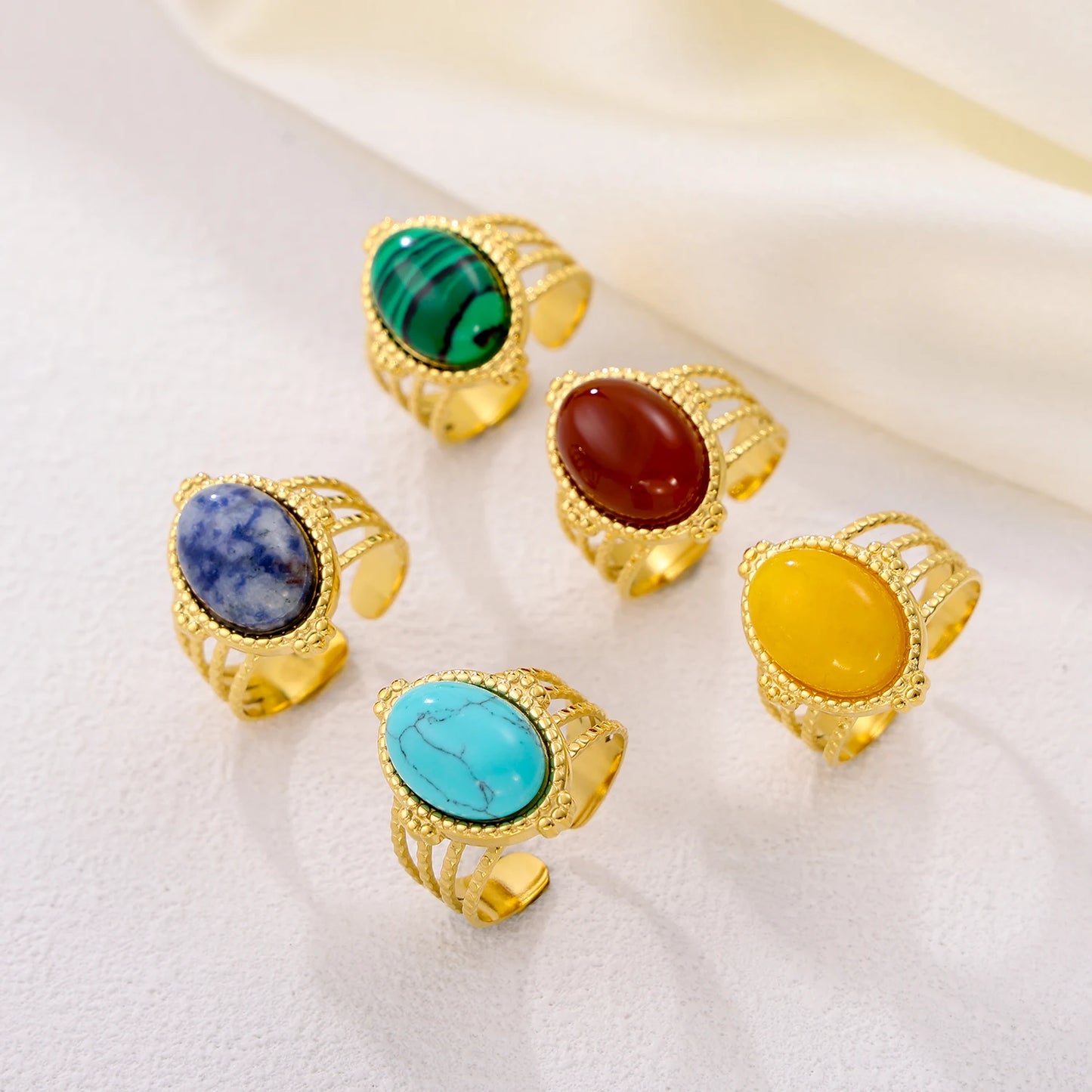 Gemstone Glaze Oval Ring