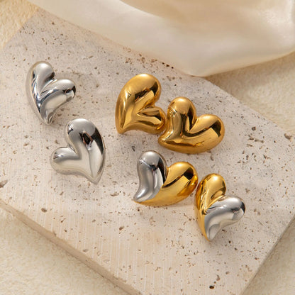 Metallic Heart Stub Earrings