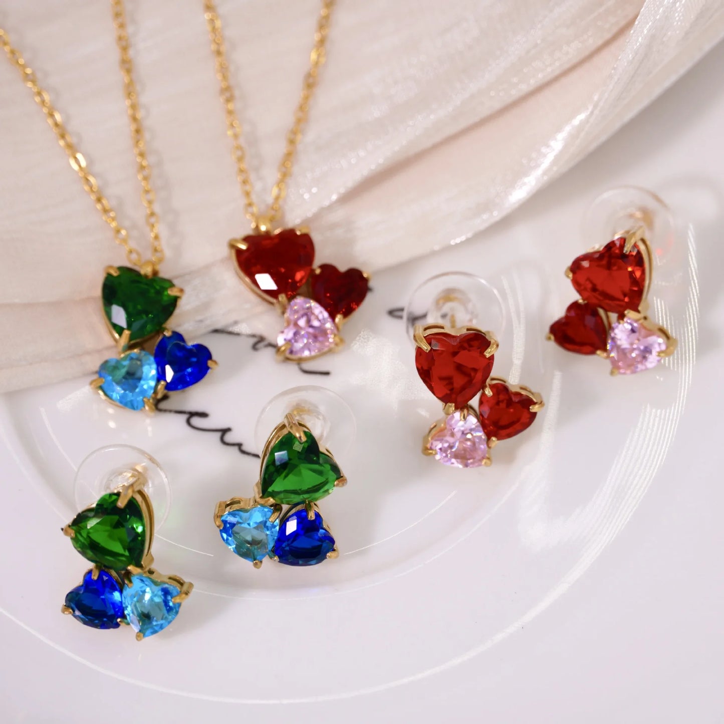 Trinity Heart Crystal Jewelry Set