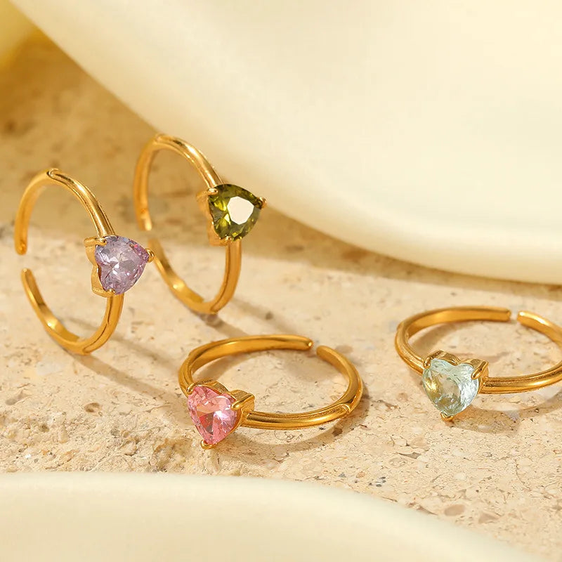 Heart Gem Open Ring