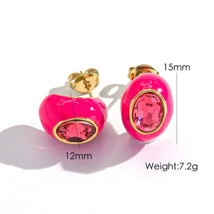Enamel Gem Water Drop Earrings