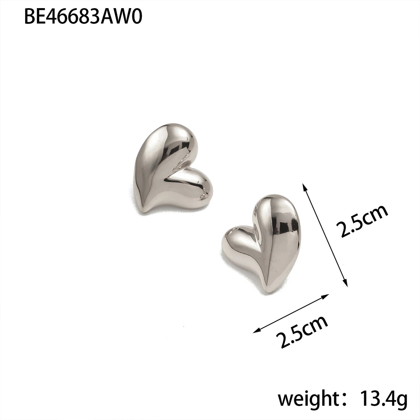 Metallic Heart Stub Earrings
