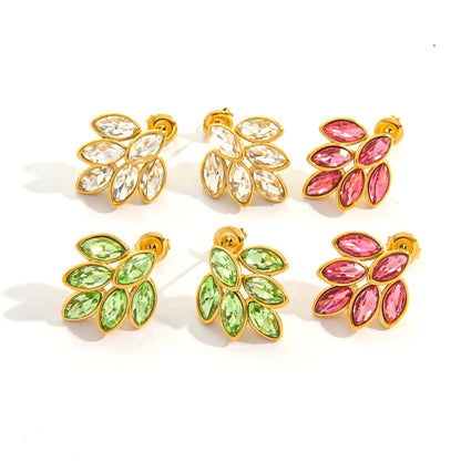 Shimmering Leaf Zircon Earrings