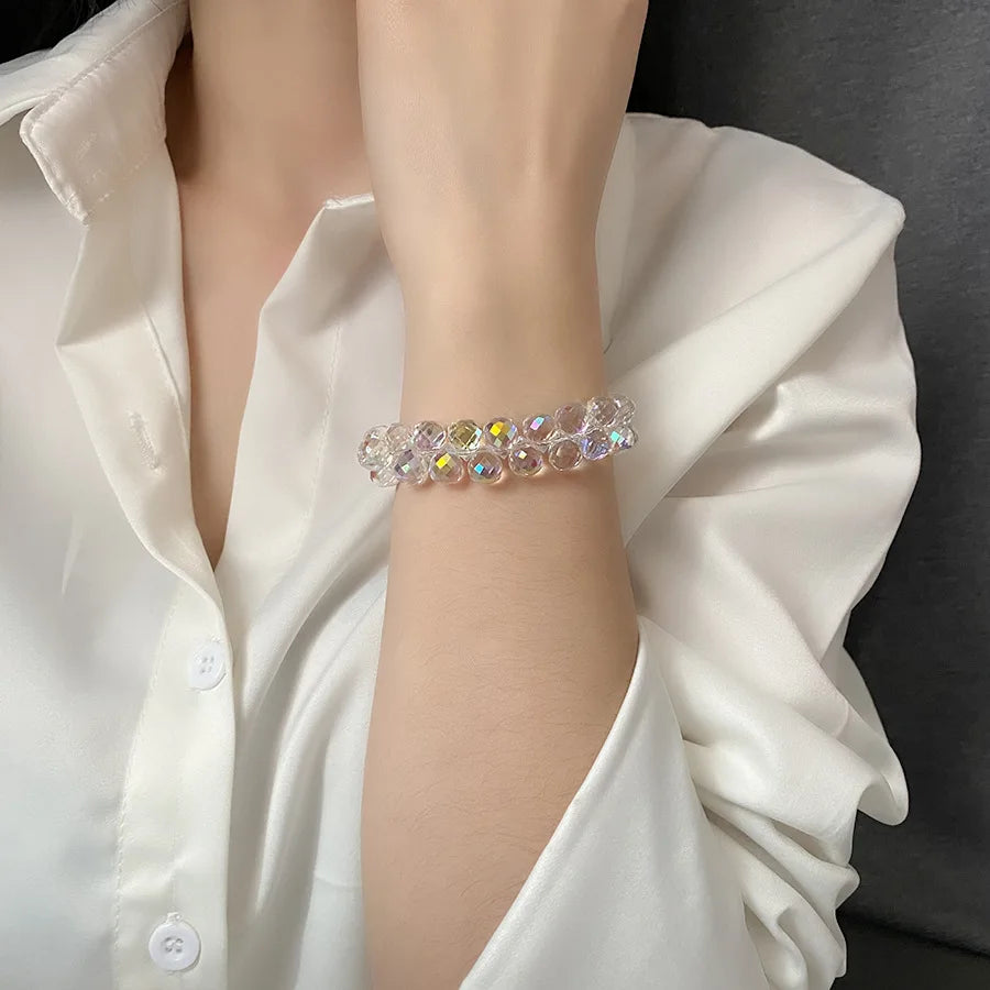Double Iridescent Crystal Bead Bracelet