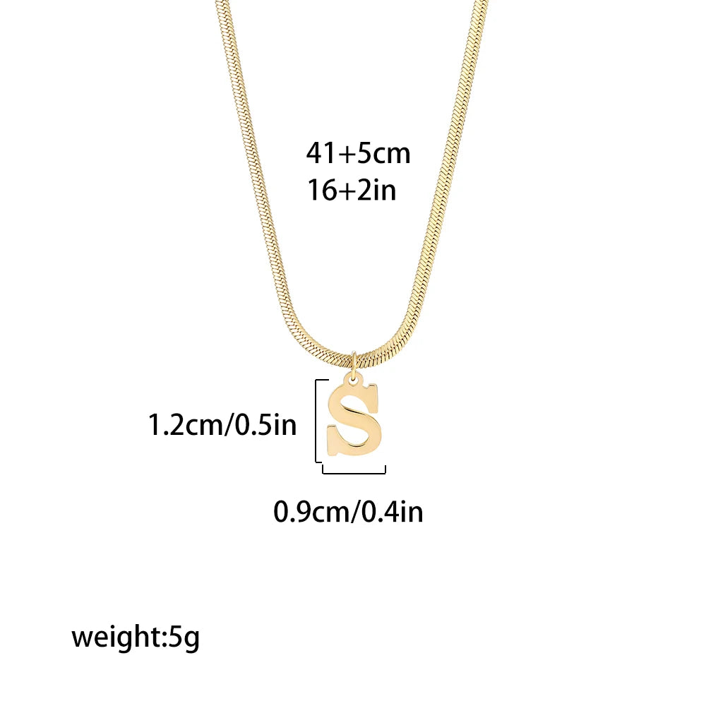 A-Z Alphabet Gold Plated Stainless Steel Pendant Necklace for Women