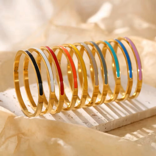 Color Stripe Stainless Steel Bangle