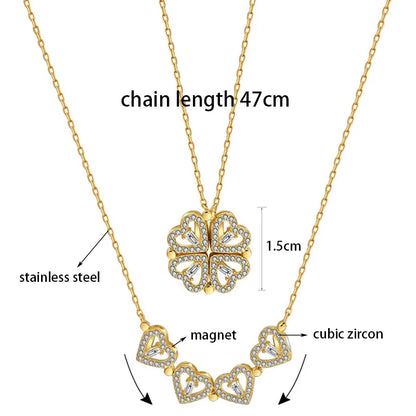 Lustre Heart Clover Necklace