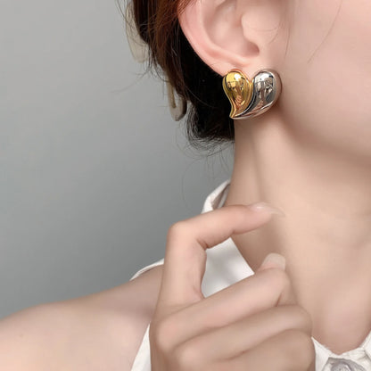 Metallic Heart Stub Earrings