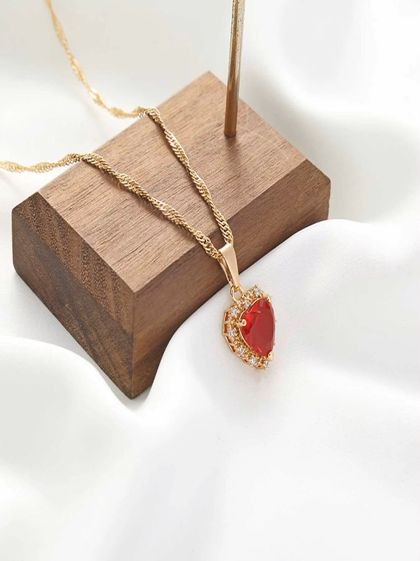 Crimson Love Heart Pendant Necklace