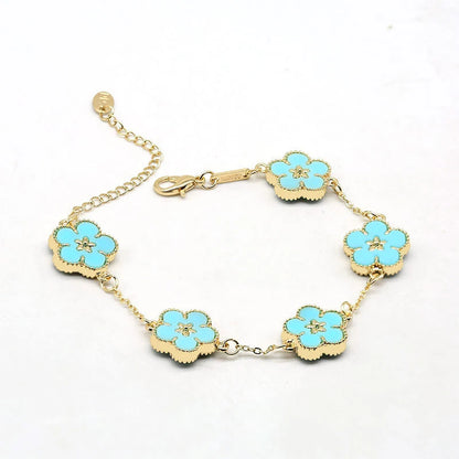 Enamel Flower Link Bracelet