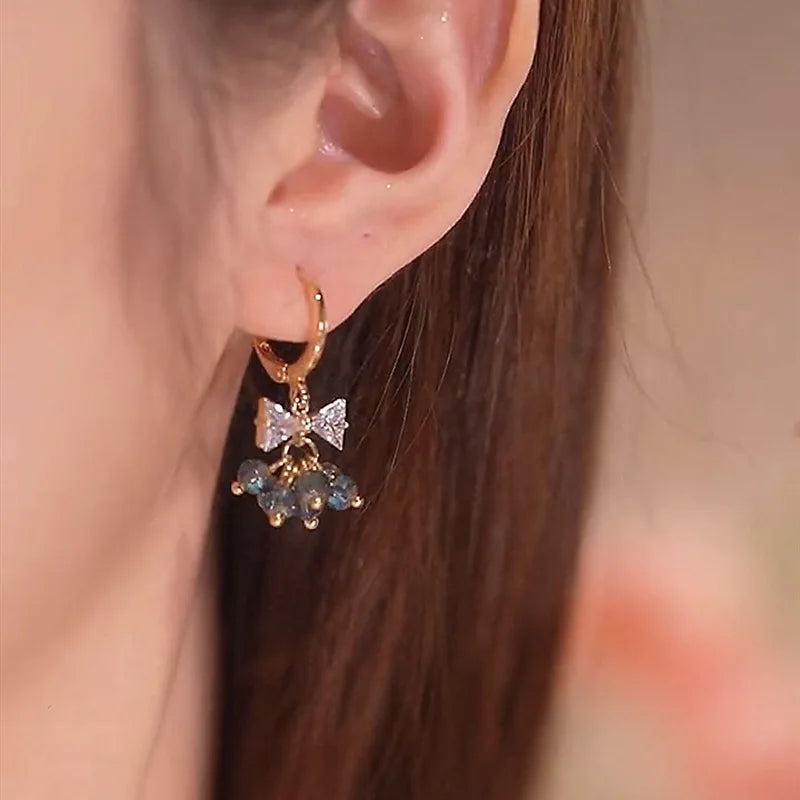 New Trend Simulation Pearl Flower Rhinestone Long Earrings for Women